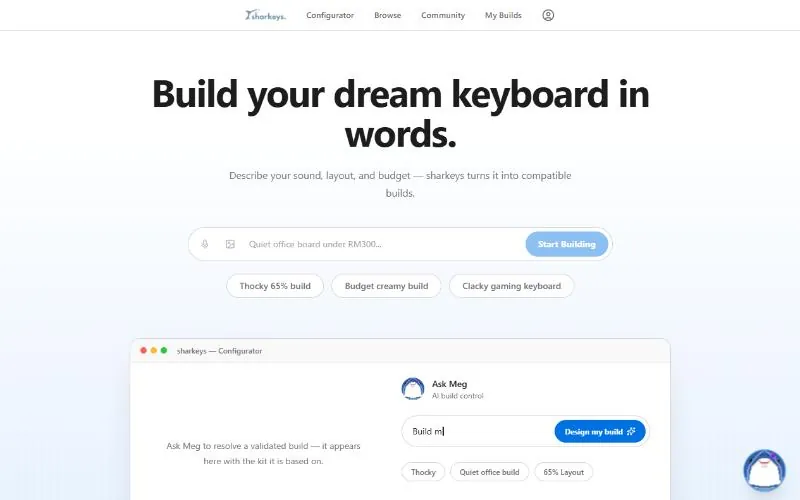 Sharkeys keyboard configurator homepage
